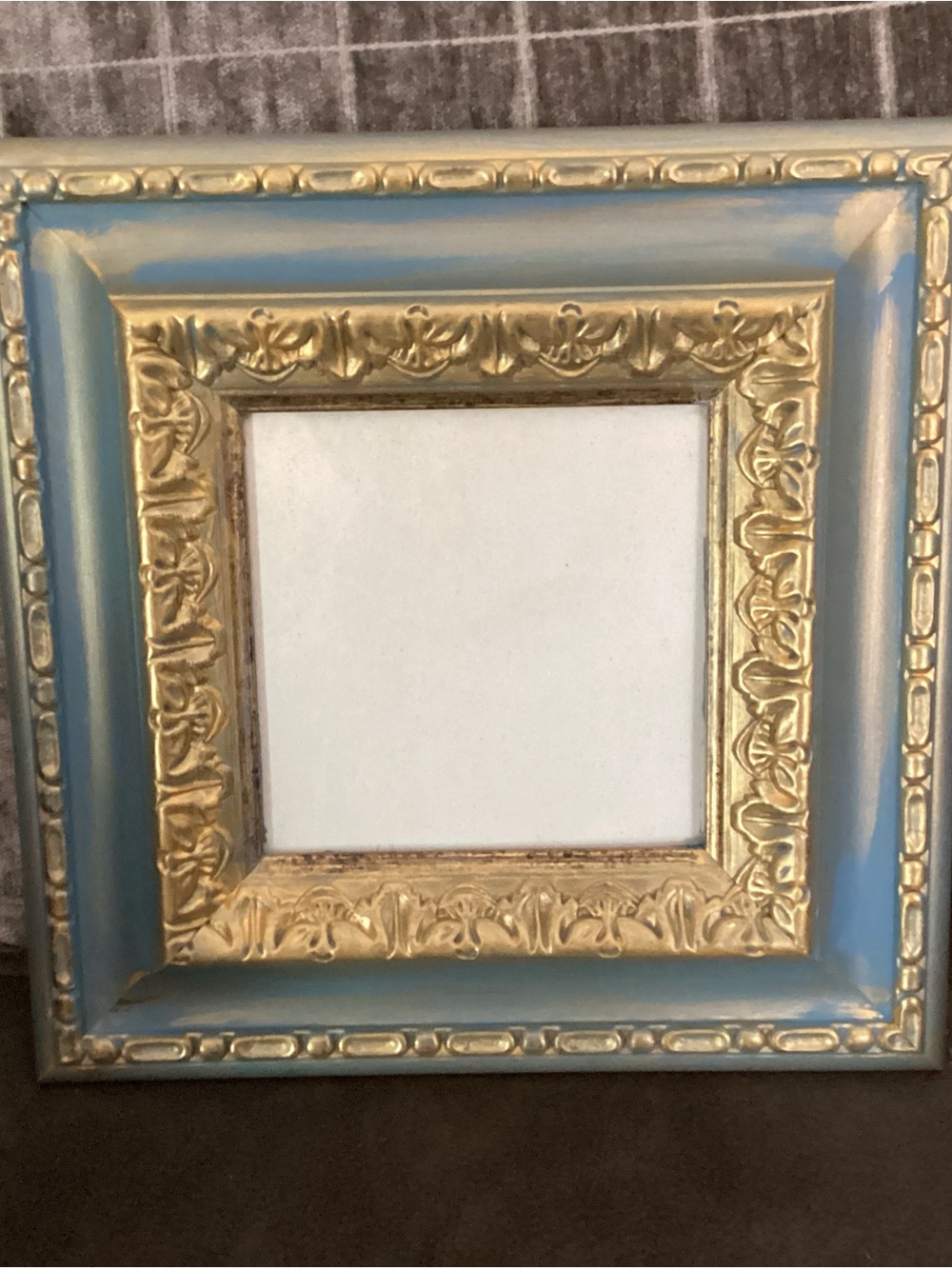 Elegant Blue and Gold Decorative Picture Frame 11”
